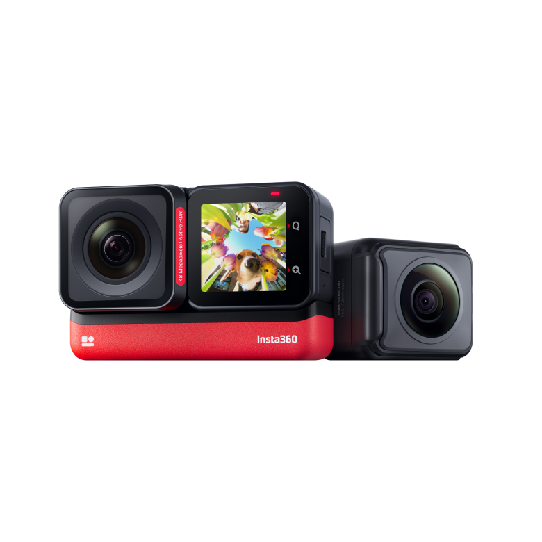 Insta 360 ONE RS modular, interchangeable lens action camera.